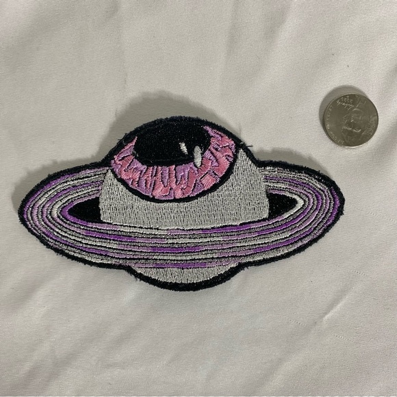 Dandy Flower Trash Clown-Core Artist Made Eye Planet Iron On Patch - Picture 3 of 3